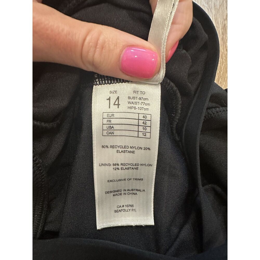 Seafolly Active Plunge V-Neck One Piece Swimsuit Black US Size 10 Anthropologie - Picture 8 of 9